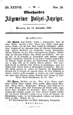 Eberhardt's allgemeiner Polizei-Anzeiger (Allgemeiner Polizei-Anzeiger) Donnerstag 15. September 1853