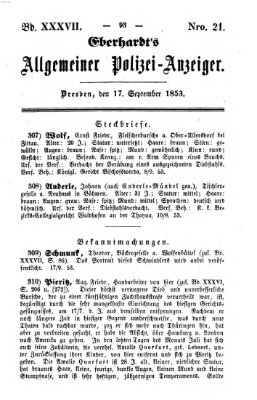 Eberhardt's allgemeiner Polizei-Anzeiger (Allgemeiner Polizei-Anzeiger) Samstag 17. September 1853