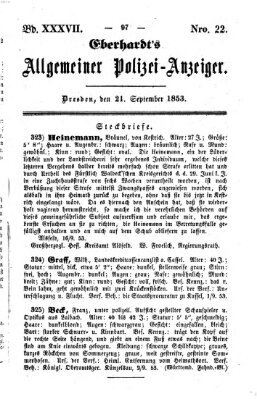 Eberhardt's allgemeiner Polizei-Anzeiger (Allgemeiner Polizei-Anzeiger) Mittwoch 21. September 1853