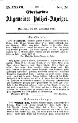 Eberhardt's allgemeiner Polizei-Anzeiger (Allgemeiner Polizei-Anzeiger) Donnerstag 29. September 1853