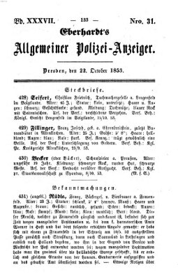 Eberhardt's allgemeiner Polizei-Anzeiger (Allgemeiner Polizei-Anzeiger) Samstag 22. Oktober 1853