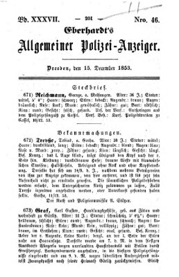 Eberhardt's allgemeiner Polizei-Anzeiger (Allgemeiner Polizei-Anzeiger) Donnerstag 15. Dezember 1853