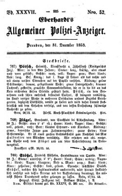 Eberhardt's allgemeiner Polizei-Anzeiger (Allgemeiner Polizei-Anzeiger) Samstag 31. Dezember 1853