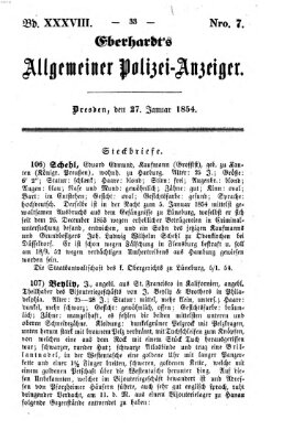 Eberhardt's allgemeiner Polizei-Anzeiger (Allgemeiner Polizei-Anzeiger) Freitag 27. Januar 1854