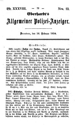 Eberhardt's allgemeiner Polizei-Anzeiger (Allgemeiner Polizei-Anzeiger) Donnerstag 16. Februar 1854