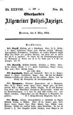 Eberhardt's allgemeiner Polizei-Anzeiger (Allgemeiner Polizei-Anzeiger) Samstag 4. März 1854