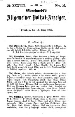 Eberhardt's allgemeiner Polizei-Anzeiger (Allgemeiner Polizei-Anzeiger) Montag 13. März 1854