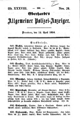 Eberhardt's allgemeiner Polizei-Anzeiger (Allgemeiner Polizei-Anzeiger) Mittwoch 12. April 1854