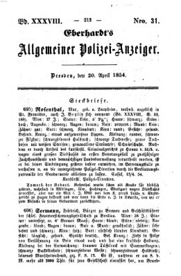 Eberhardt's allgemeiner Polizei-Anzeiger (Allgemeiner Polizei-Anzeiger) Donnerstag 20. April 1854