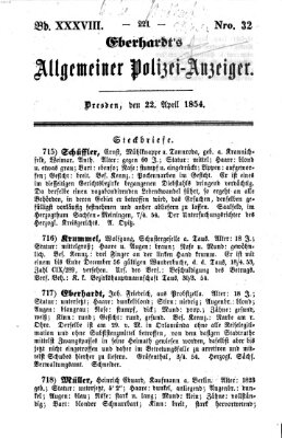 Eberhardt's allgemeiner Polizei-Anzeiger (Allgemeiner Polizei-Anzeiger) Samstag 22. April 1854