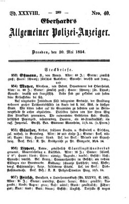 Eberhardt's allgemeiner Polizei-Anzeiger (Allgemeiner Polizei-Anzeiger) Samstag 20. Mai 1854