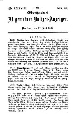 Eberhardt's allgemeiner Polizei-Anzeiger (Allgemeiner Polizei-Anzeiger) Samstag 17. Juni 1854