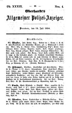 Eberhardt's allgemeiner Polizei-Anzeiger (Allgemeiner Polizei-Anzeiger) Samstag 15. Juli 1854