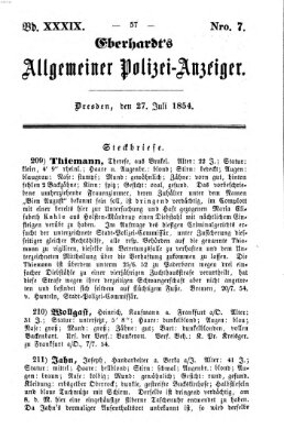 Eberhardt's allgemeiner Polizei-Anzeiger (Allgemeiner Polizei-Anzeiger) Donnerstag 27. Juli 1854