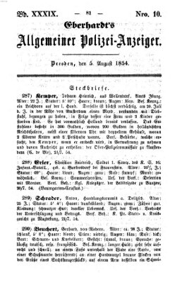 Eberhardt's allgemeiner Polizei-Anzeiger (Allgemeiner Polizei-Anzeiger) Samstag 5. August 1854