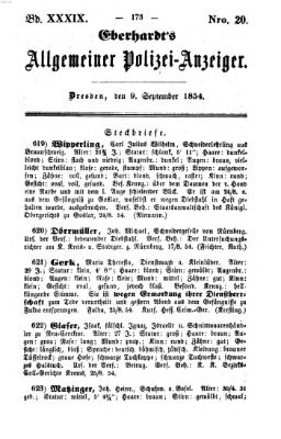 Eberhardt's allgemeiner Polizei-Anzeiger (Allgemeiner Polizei-Anzeiger) Samstag 9. September 1854