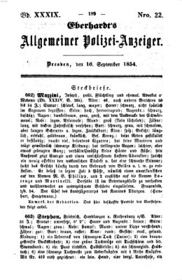 Eberhardt's allgemeiner Polizei-Anzeiger (Allgemeiner Polizei-Anzeiger) Samstag 16. September 1854