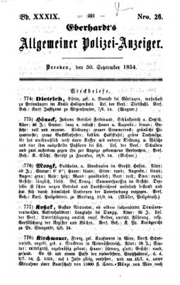 Eberhardt's allgemeiner Polizei-Anzeiger (Allgemeiner Polizei-Anzeiger) Samstag 30. September 1854