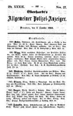 Eberhardt's allgemeiner Polizei-Anzeiger (Allgemeiner Polizei-Anzeiger) Donnerstag 5. Oktober 1854