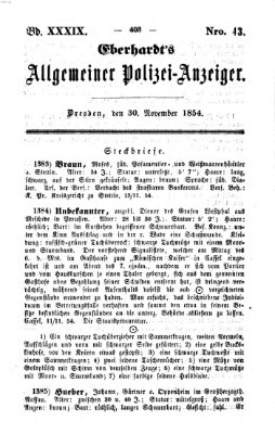 Eberhardt's allgemeiner Polizei-Anzeiger (Allgemeiner Polizei-Anzeiger) Donnerstag 30. November 1854