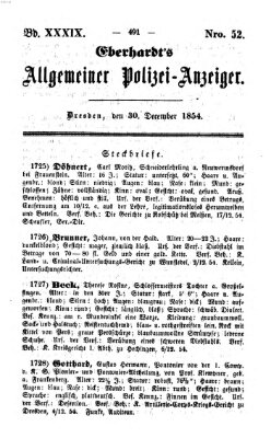 Eberhardt's allgemeiner Polizei-Anzeiger (Allgemeiner Polizei-Anzeiger) Samstag 30. Dezember 1854