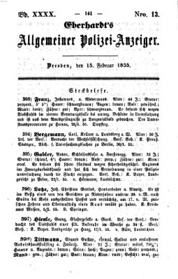 Eberhardt's allgemeiner Polizei-Anzeiger (Allgemeiner Polizei-Anzeiger) Donnerstag 15. Februar 1855