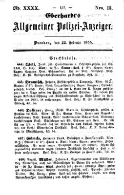 Eberhardt's allgemeiner Polizei-Anzeiger (Allgemeiner Polizei-Anzeiger) Donnerstag 22. Februar 1855