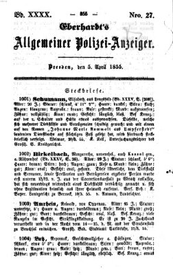 Eberhardt's allgemeiner Polizei-Anzeiger (Allgemeiner Polizei-Anzeiger) Donnerstag 5. April 1855