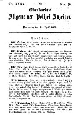 Eberhardt's allgemeiner Polizei-Anzeiger (Allgemeiner Polizei-Anzeiger) Samstag 14. April 1855