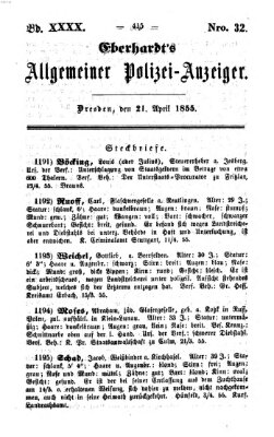 Eberhardt's allgemeiner Polizei-Anzeiger (Allgemeiner Polizei-Anzeiger) Samstag 21. April 1855