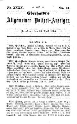 Eberhardt's allgemeiner Polizei-Anzeiger (Allgemeiner Polizei-Anzeiger) Donnerstag 26. April 1855