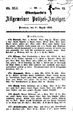 Eberhardt's allgemeiner Polizei-Anzeiger (Allgemeiner Polizei-Anzeiger) Samstag 11. August 1855