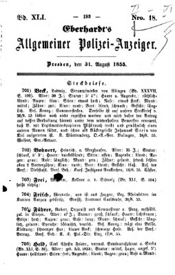 Eberhardt's allgemeiner Polizei-Anzeiger (Allgemeiner Polizei-Anzeiger) Freitag 31. August 1855