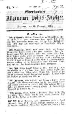 Eberhardt's allgemeiner Polizei-Anzeiger (Allgemeiner Polizei-Anzeiger) Freitag 28. September 1855