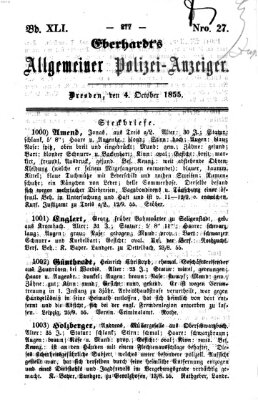 Eberhardt's allgemeiner Polizei-Anzeiger (Allgemeiner Polizei-Anzeiger) Donnerstag 4. Oktober 1855