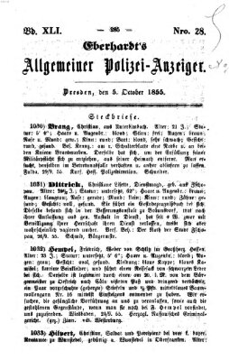 Eberhardt's allgemeiner Polizei-Anzeiger (Allgemeiner Polizei-Anzeiger) Freitag 5. Oktober 1855