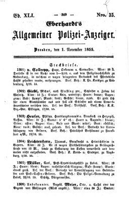 Eberhardt's allgemeiner Polizei-Anzeiger (Allgemeiner Polizei-Anzeiger) Donnerstag 1. November 1855