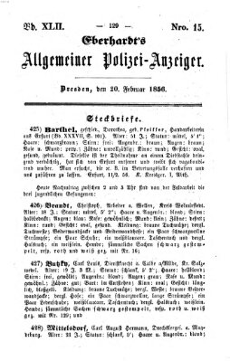 Eberhardt's allgemeiner Polizei-Anzeiger (Allgemeiner Polizei-Anzeiger) Mittwoch 20. Februar 1856