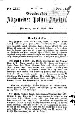 Eberhardt's allgemeiner Polizei-Anzeiger (Allgemeiner Polizei-Anzeiger) Donnerstag 17. April 1856