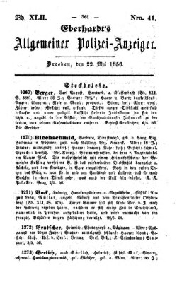 Eberhardt's allgemeiner Polizei-Anzeiger (Allgemeiner Polizei-Anzeiger) Donnerstag 22. Mai 1856