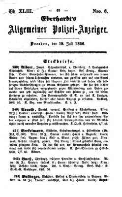 Eberhardt's allgemeiner Polizei-Anzeiger (Allgemeiner Polizei-Anzeiger) Freitag 18. Juli 1856