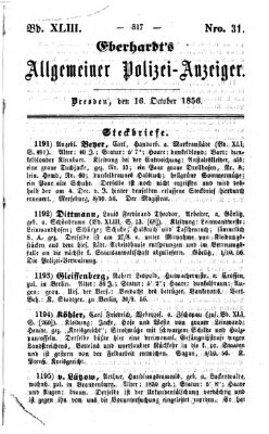 Eberhardt's allgemeiner Polizei-Anzeiger (Allgemeiner Polizei-Anzeiger) Donnerstag 16. Oktober 1856