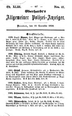 Eberhardt's allgemeiner Polizei-Anzeiger (Allgemeiner Polizei-Anzeiger) Mittwoch 19. November 1856