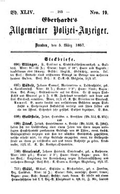 Eberhardt's allgemeiner Polizei-Anzeiger (Allgemeiner Polizei-Anzeiger) Donnerstag 5. März 1857