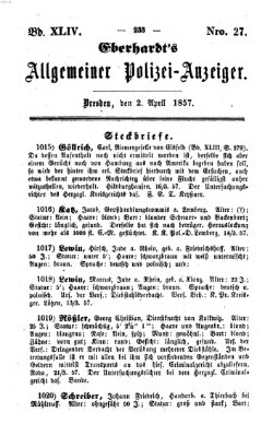 Eberhardt's allgemeiner Polizei-Anzeiger (Allgemeiner Polizei-Anzeiger) Donnerstag 2. April 1857