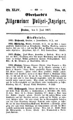 Eberhardt's allgemeiner Polizei-Anzeiger (Allgemeiner Polizei-Anzeiger) Freitag 5. Juni 1857