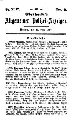 Eberhardt's allgemeiner Polizei-Anzeiger (Allgemeiner Polizei-Anzeiger) Freitag 12. Juni 1857