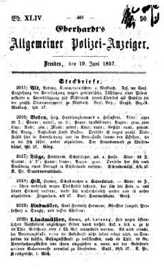 Eberhardt's allgemeiner Polizei-Anzeiger (Allgemeiner Polizei-Anzeiger) Freitag 19. Juni 1857