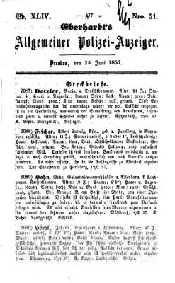 Eberhardt's allgemeiner Polizei-Anzeiger (Allgemeiner Polizei-Anzeiger) Donnerstag 25. Juni 1857