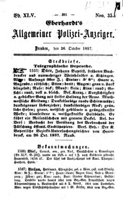 Eberhardt's allgemeiner Polizei-Anzeiger (Allgemeiner Polizei-Anzeiger) Montag 26. Oktober 1857